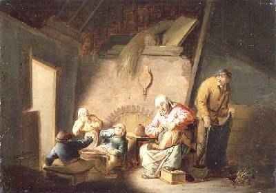 A Woman Tending her Child in an Interior