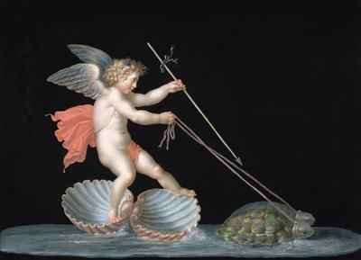 Cupid being led by Tortoises