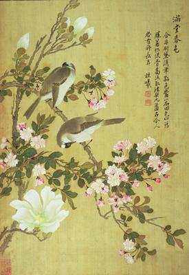 Crabapple Magnolia and Baitou Birds