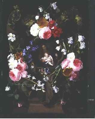 Madonna and Child Surrounded by a Garland of Flowers