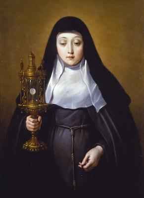 St Claire holding a Monstrance with the eucharist