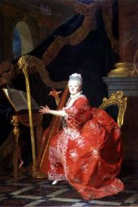 Portrait of a Lady said to be Madame Adelaide daughter of Louis XV playing a harp