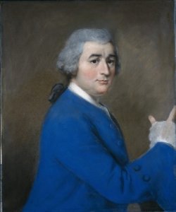 David Garrick in high overcoat