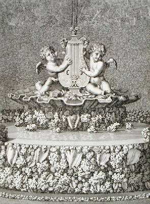 Two Cupids holding a lyre a fountain at Versailles