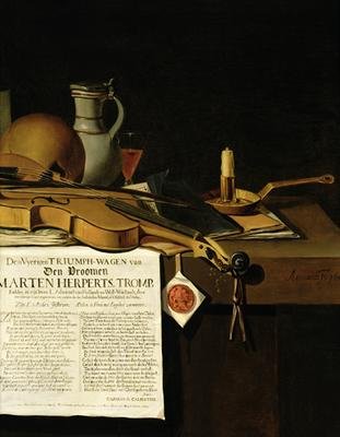 Vanitas still life homage to Admiral Marten Herpertszwoon Tromp