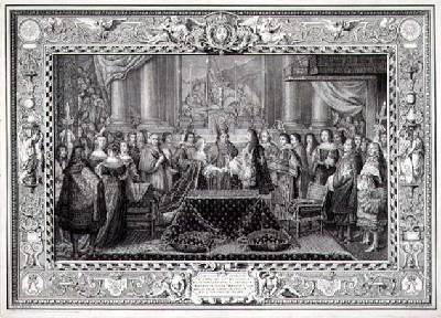 Marriage Ceremony of Louis XIV 1638-1715 King of France and Navarre and the Infanta Maria Theresa of Austria 1638-83 daughter of Philip IV King of Spain in 1660