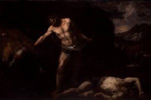 Hercules slays the giant Cacus and steals back the cattle of Geryon