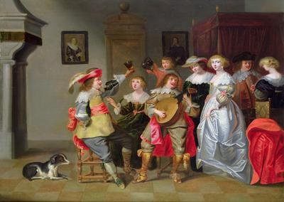 An Elegant Company Merry making in an interior