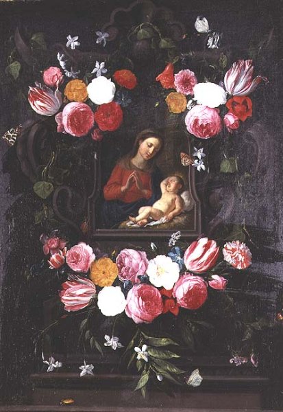 The Virgin and Child in a cartouche