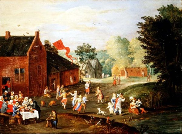 Peasants Feasting in a Village