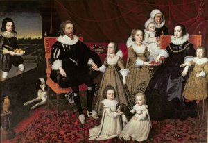 Sir Thomas Lucy 1532-1600 and Lady Alice Spencer d 1648 with Seven of their Thirteen Children