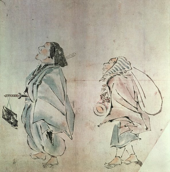 Samurai being followed by a servant