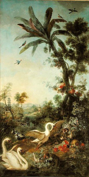 Monkeys and Swans panel from the bedroom of Louis Henri I 1692-1740 Prince de Conde