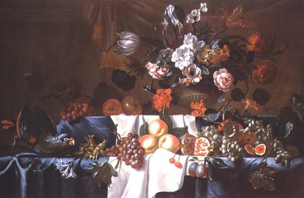 Still Life of Fruit with a Parrot