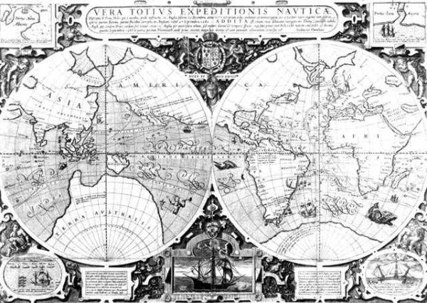 World map Vera Totius Expeditionis Nauticae