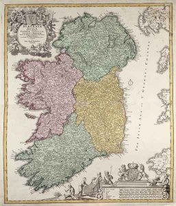 Map of Ireland showing the Provinces of Ulster Munster Connaught and Leinster