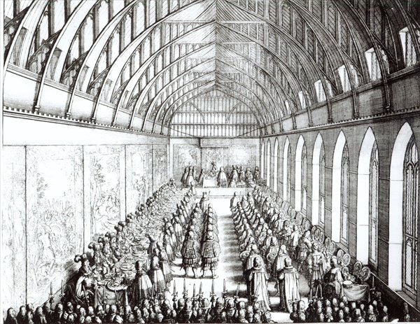 Garter Feast in St Georges Hall Windsor in the time of Charles II