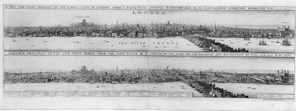 Prospect of London before and after the Great Fire