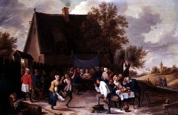 Villagers Celebrating a Wedding Feast Outside a Country Tavern