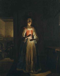 Young woman with an oil lamp