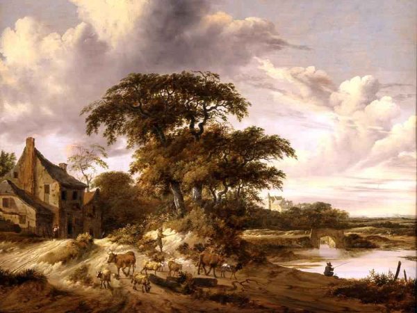 River Landscape with a Farmstead