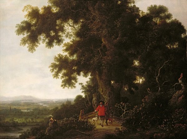 Landscape with Huntsmen and their Hounds