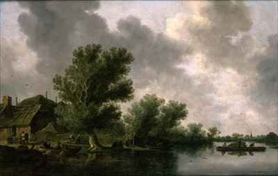 River Landscape with a Ferry