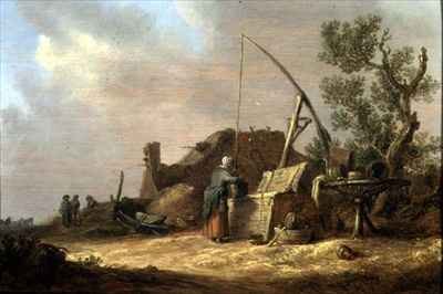 Landscape with a woman at a well