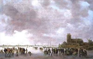 A Winter Landscape with Figures Skating on the Ice