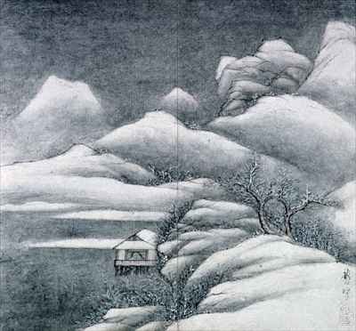 Snow covered landscape from an album of The Four Seasons