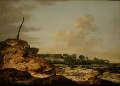 Landscape with sportsman and distant view of Middleburg