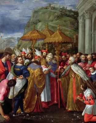 Pope Alexander III Emperor Frederick Barbarossa and Doge Sebastiano Ziani Arrive at Ancona