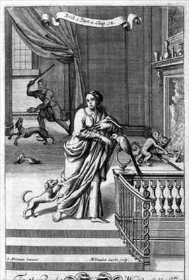 An Interior with a Woman and Animals