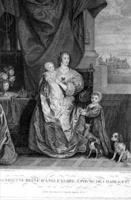 Queen Henrietta Maria 1609-69 Wife of Charles I with Two of their Children