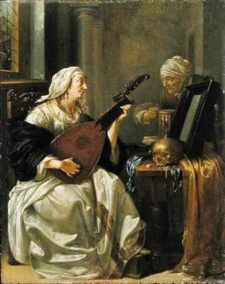 Woman with Theorbo Vanitas