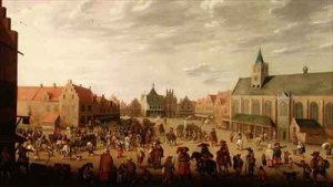 A military procession in the town square of Amersfoort