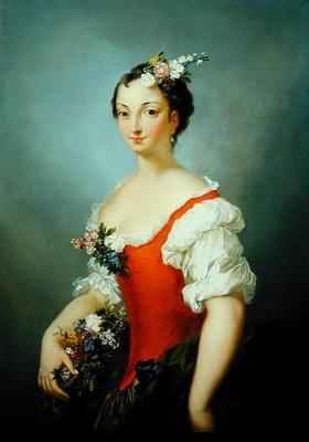 Portrait of a Lady Holding Flowers