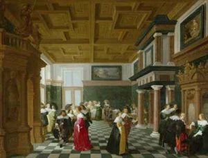 Elegant Figures dancing in an Interior