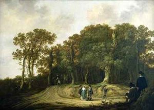 A Wooded Landscape with the Artist Sketching