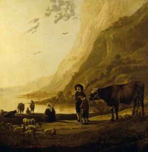 Landscape with a herdsman and bull