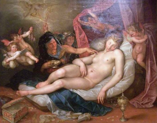 The Sleeping Danae Being Prepared to Receive Jupiter