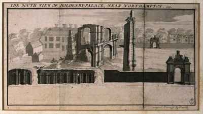 South view of Holdenby House and ruins as seen in 1729