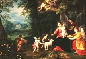 Virgin and Child with John the Baptist in a wooded landscape