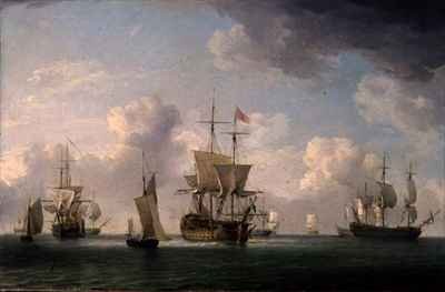 English Ships Under Sail in a Very Light Breeze