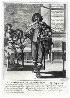 Courtier following the last royal edict in 1633 and his lacquey