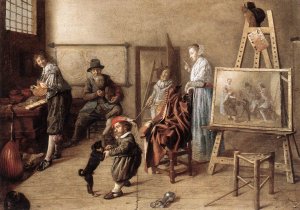 Painter in His Studio, Painting a Musical Company 1631