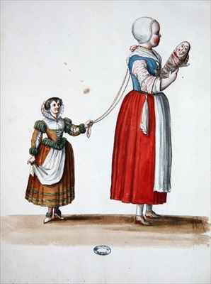 Two Young Girls, theatrical costume design for the celebrations and parties of Louis XIV