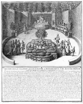 A Light Meal given for the Grand Dauphin by the Prince of Conde in the middle of the labyrinth at Chantilly