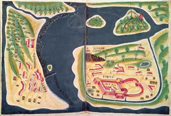 Sloane 197 f.225v-6 Portuguese exploration map of Mombassa