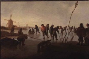 Skaters and Kolf Players Outside the City Walls of Kampen